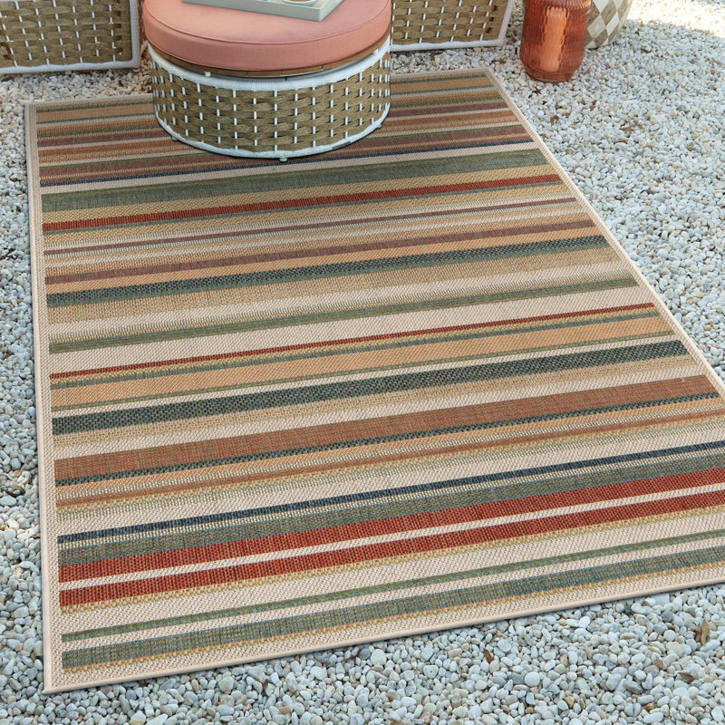 Sand & Stable Dimesford Striped Beige/Green/Red Indoor / Outdoor Area